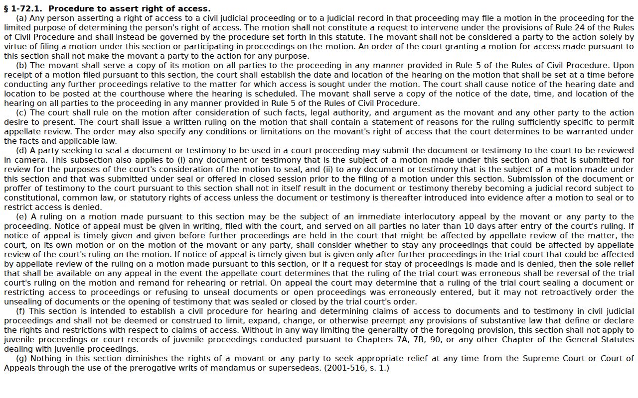 Columbus County docket search access statute source