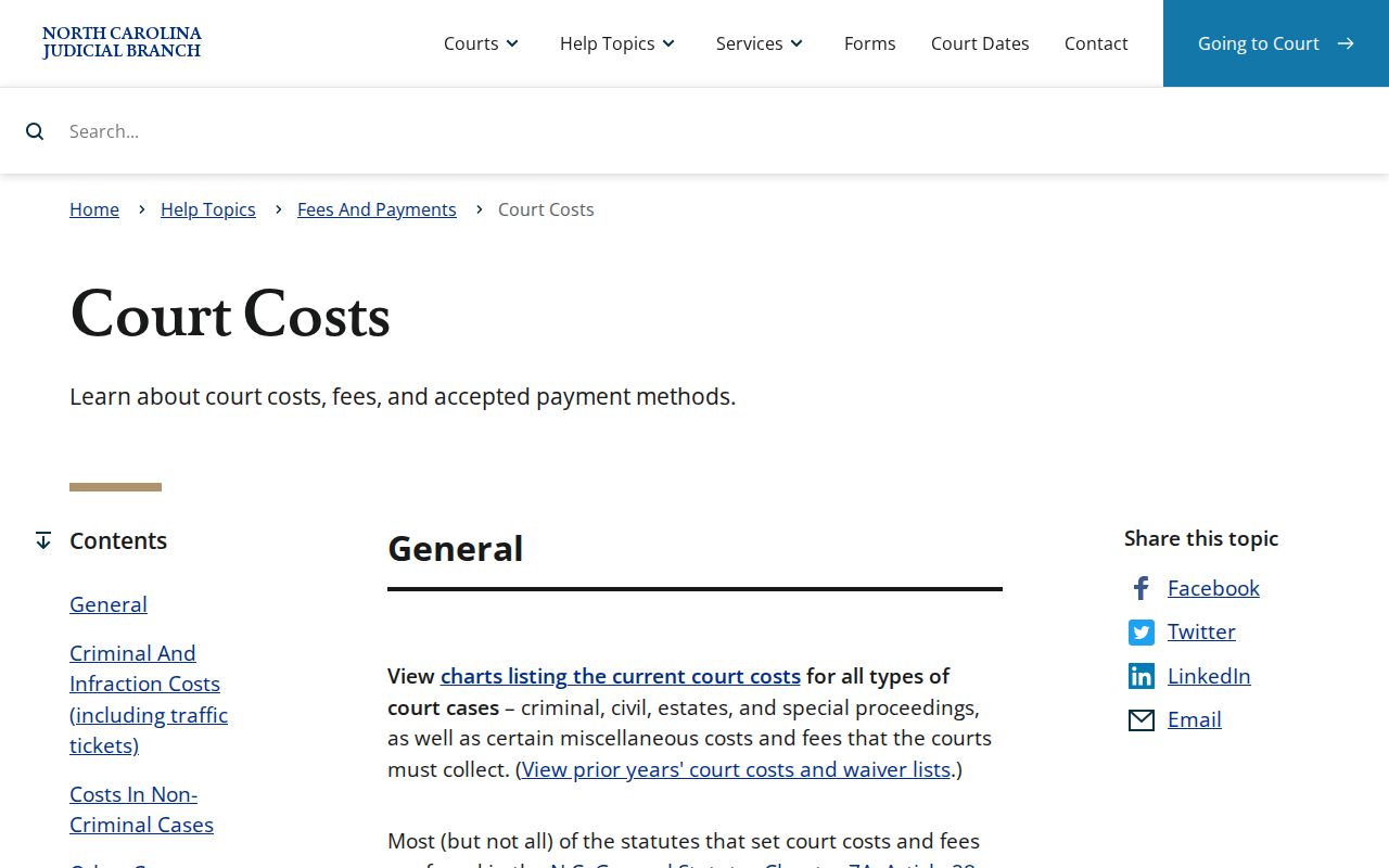 Columbus County docket search court costs source