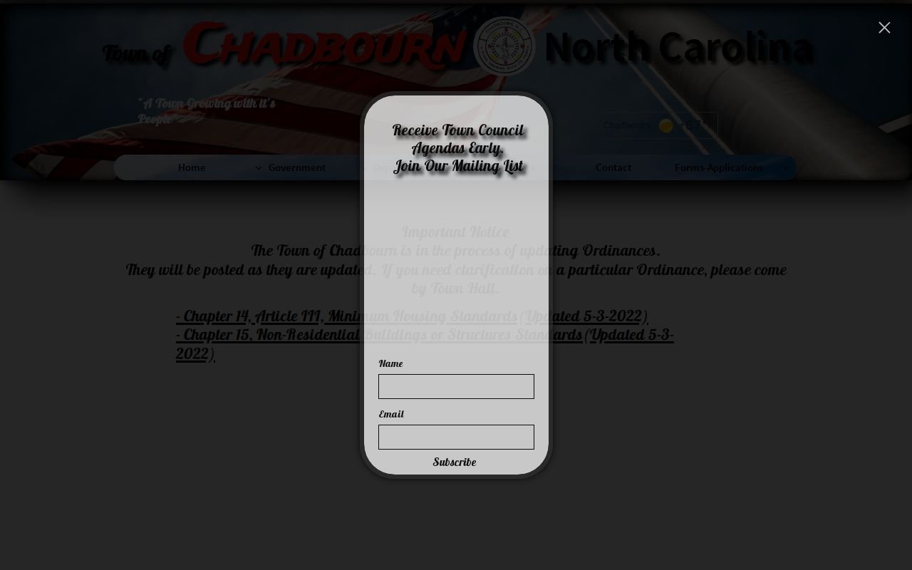 Chadbourn official ordinances page