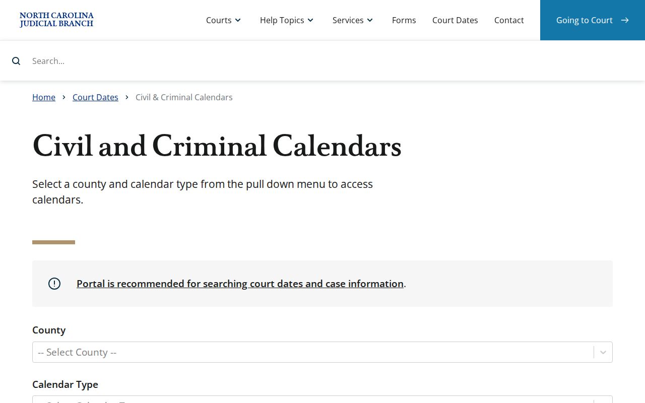 Columbus County court schedule calendars source