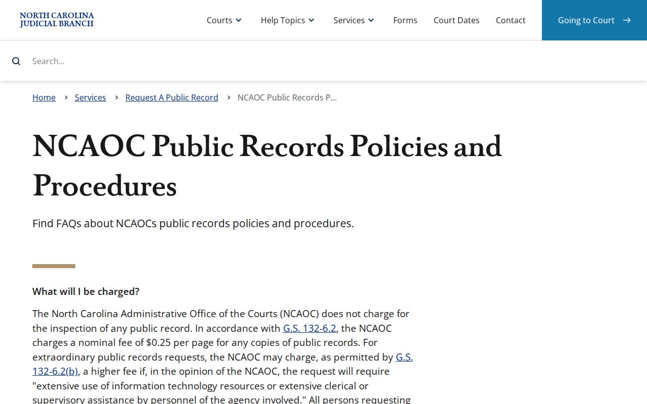 Columbus County court case records NCAOC policy source