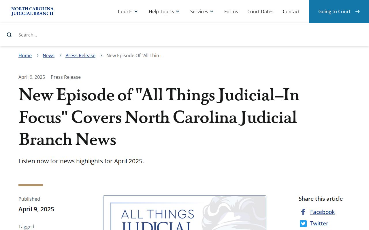 North Carolina Judicial Branch court news source