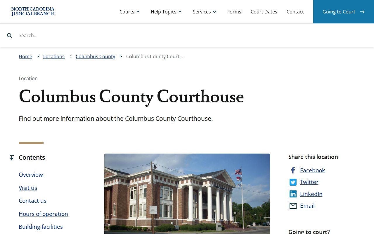 Columbus County court docket courthouse and clerk access