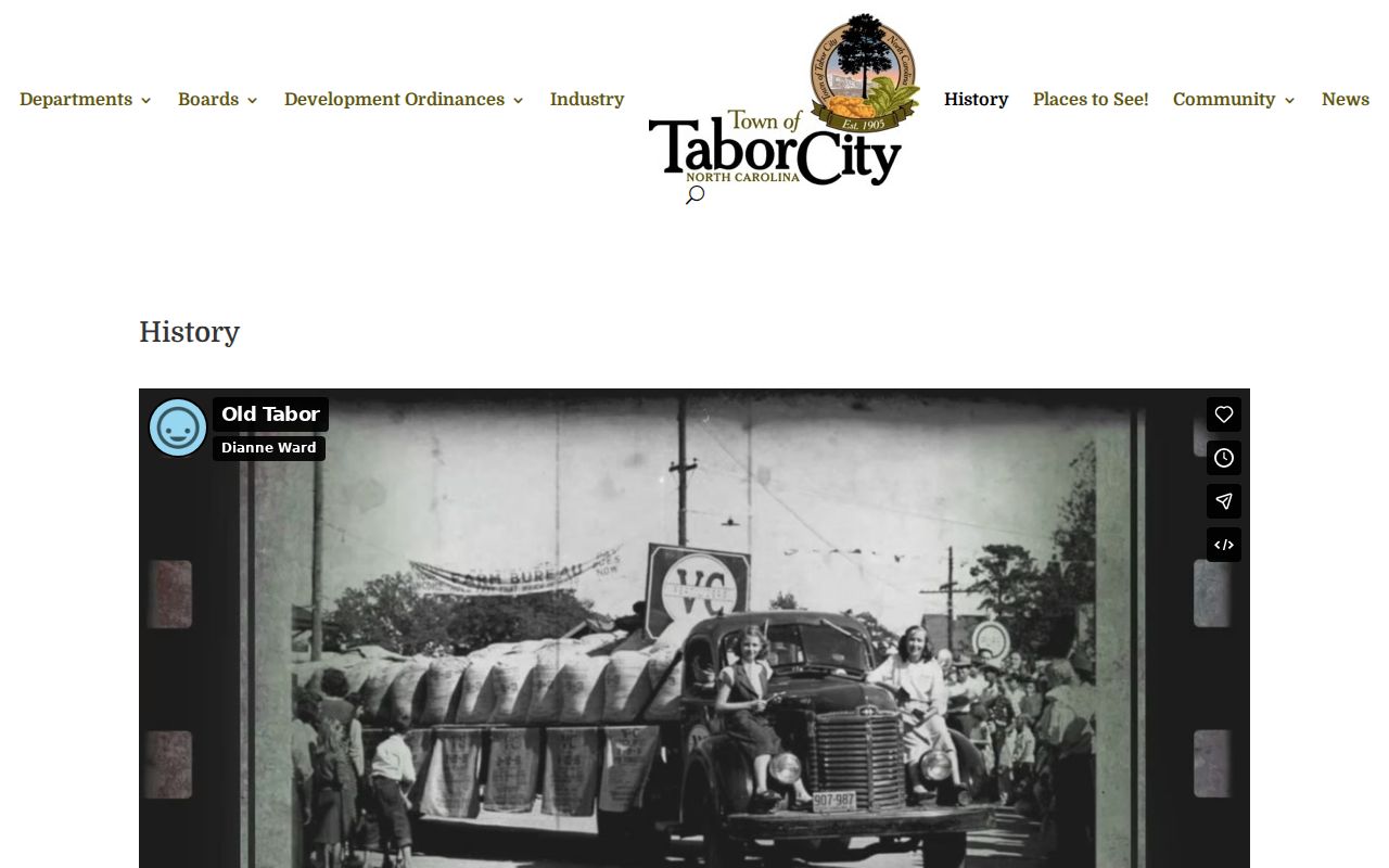 Tabor City official history and community page