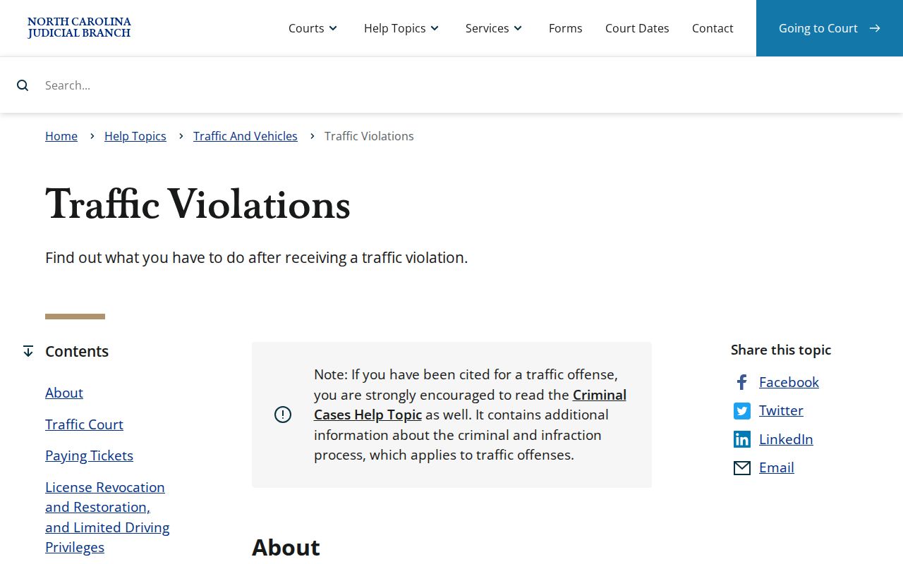Columbus County traffic court violations guidance source